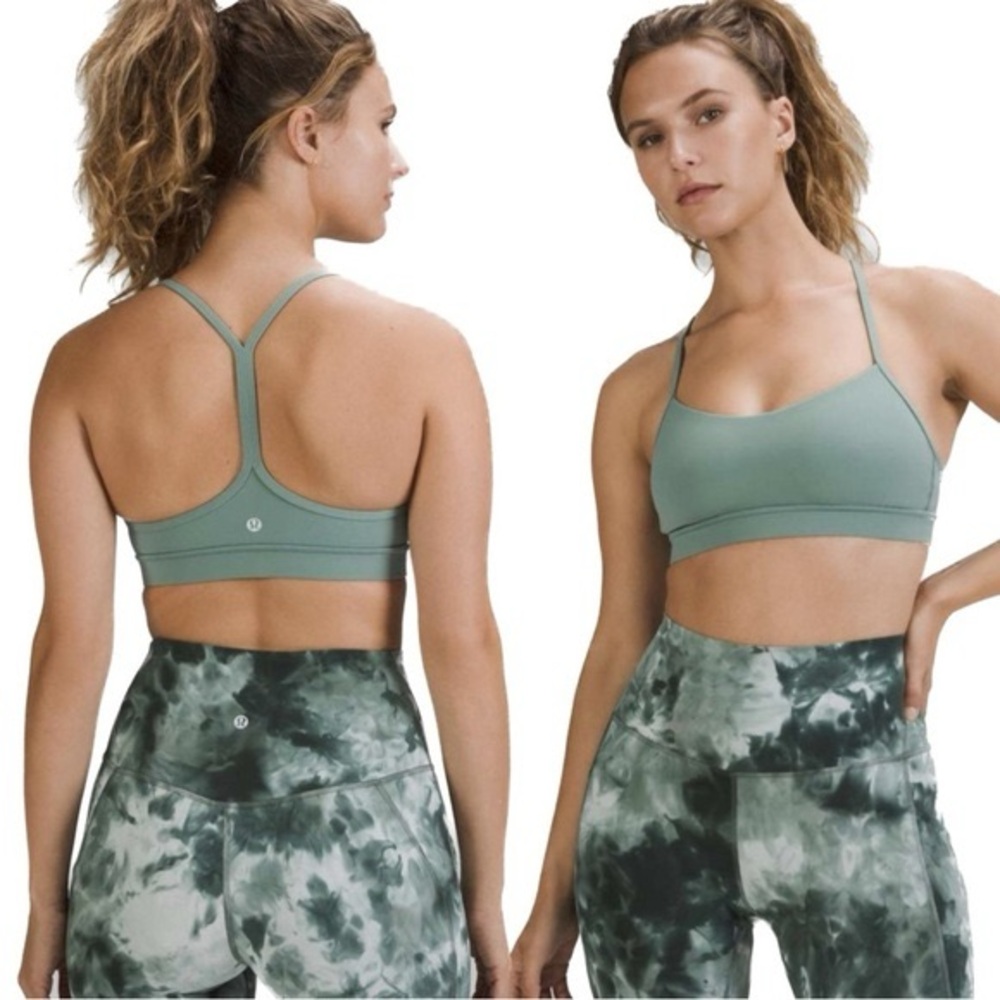 LULULEMON FLOW Y BRA IN SAGE GREEN